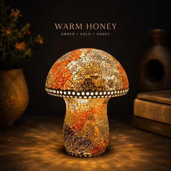 Mushroom Mosaic Lamp - Warm Honey