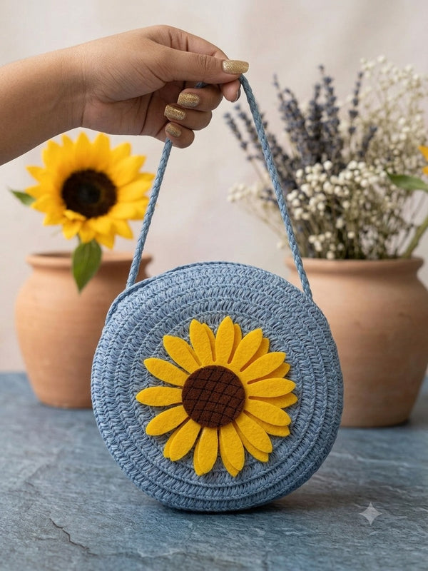 Sunflower Jute Sling Bag - Natural