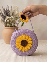 Sunflower Jute Sling Bag - Pink
