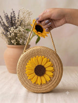 Sunflower Jute Sling Bag - Natural Variant 2
